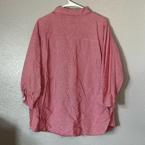 Tweety Bird 26/28 Womens Button Up Red White Plaid Looney Tunes Floral Collared - Picture 2 of 10